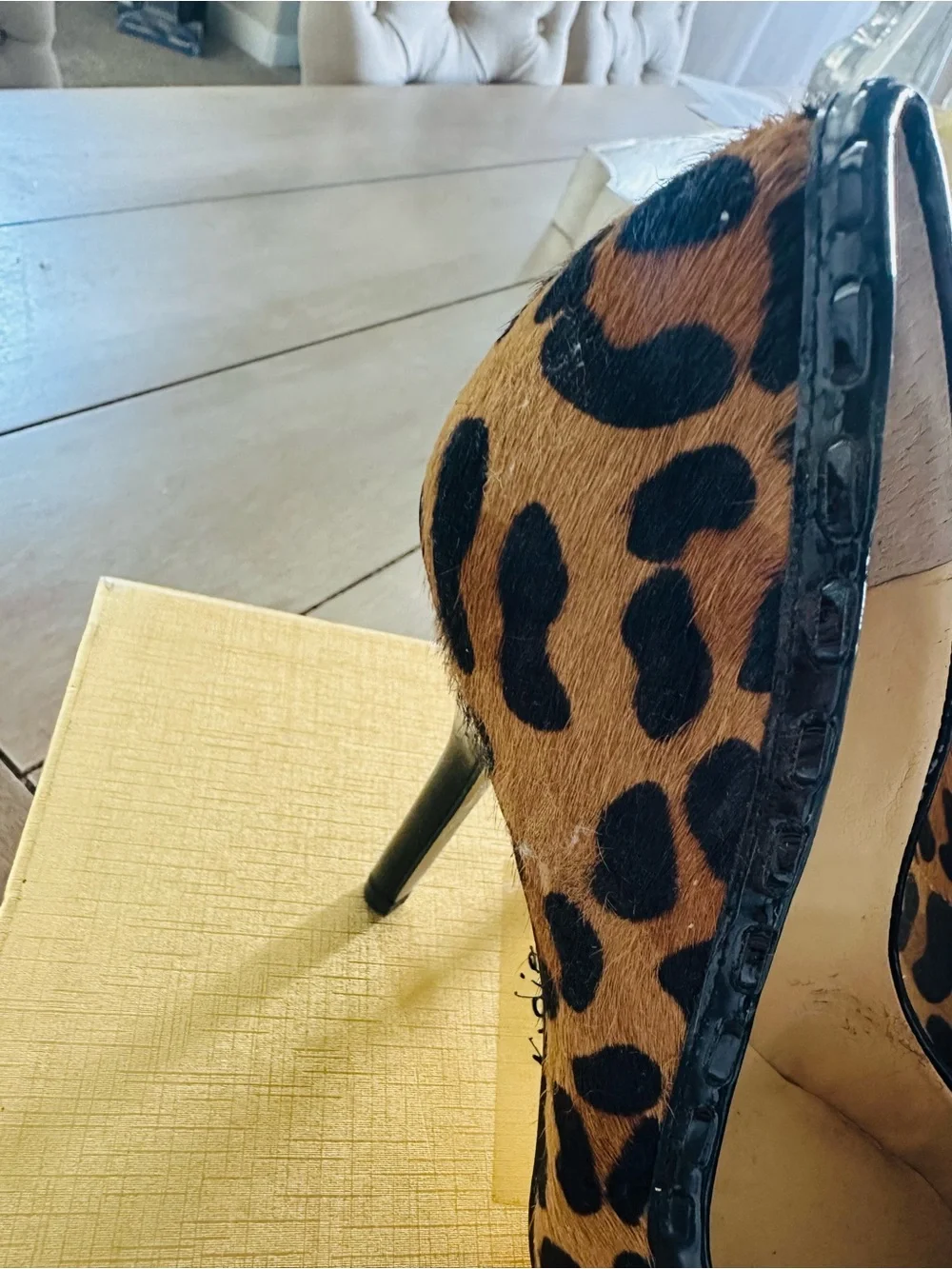 Nordstrom Leopard-Print Pointed Toe Heels with Black Tassel Trim